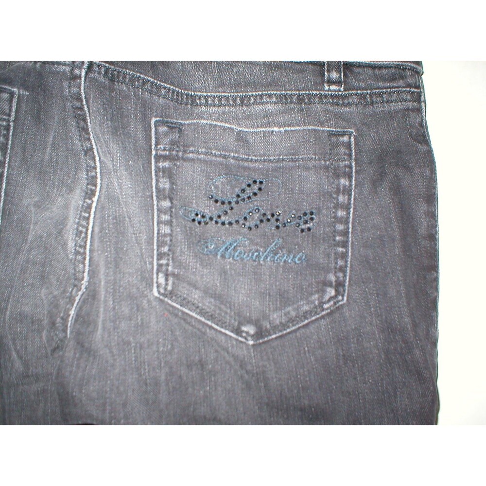 New NWT Womens 26 Designer Love Moschino Black Jeans Distressed Skinny Logo Tall
